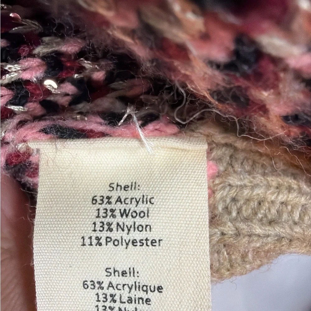 L'AGENCE Maci Sequin Houndstooth Cardigan Burgundy & Cream - Picture 5 of 6